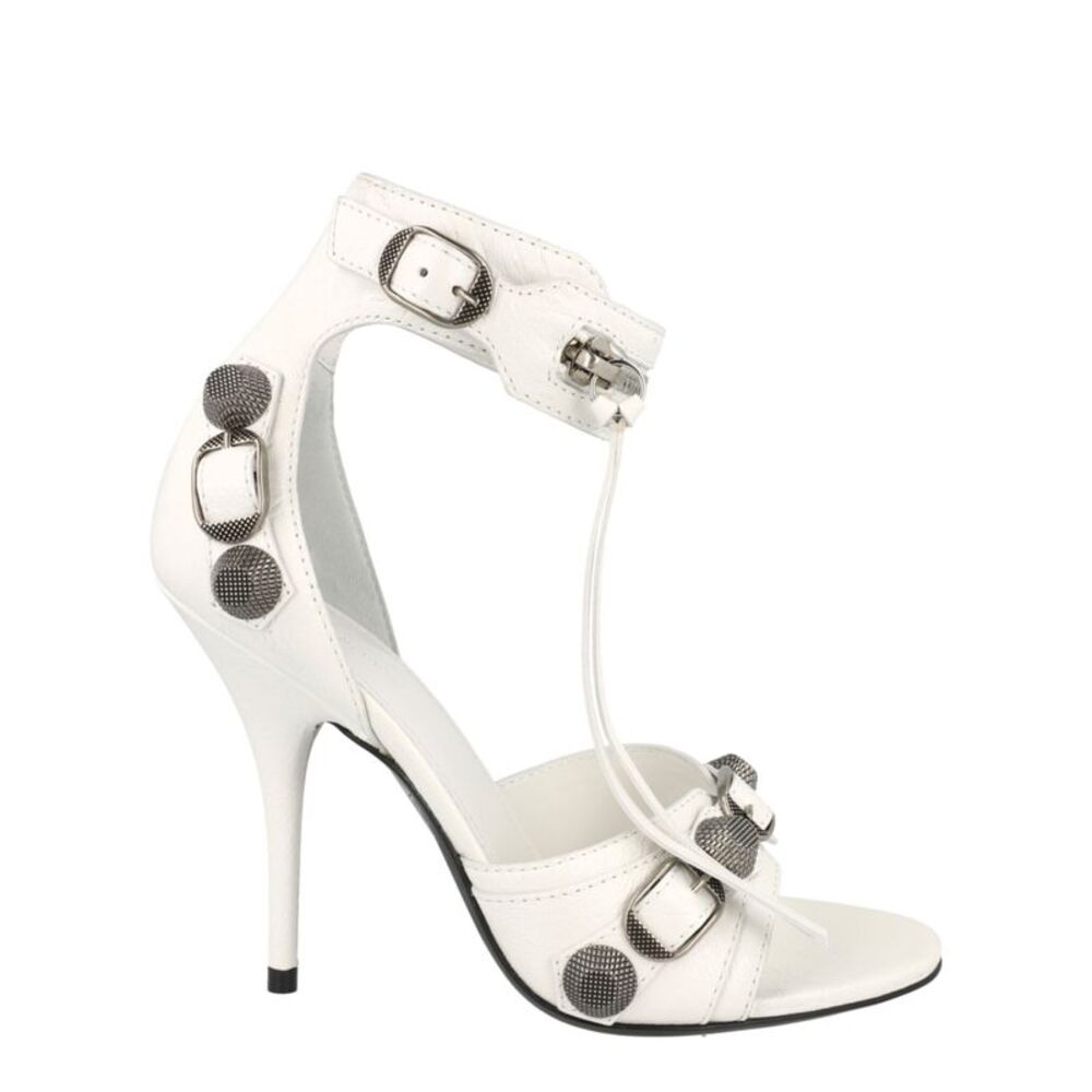 Balenciaga Cagole Leather Sandals White Womens